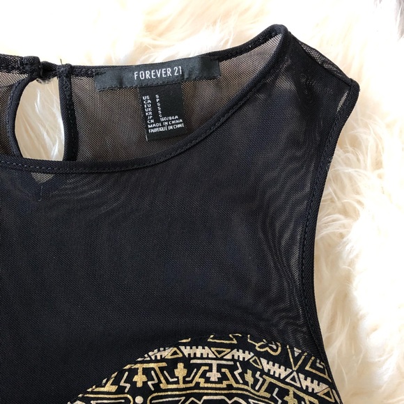 Forever 21 Black & Gold Sheer Accented Dre… - Picture 3 of 8